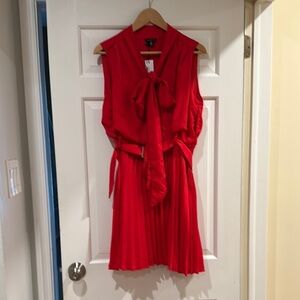 Karen Millen Red Pleated Dress with Bow